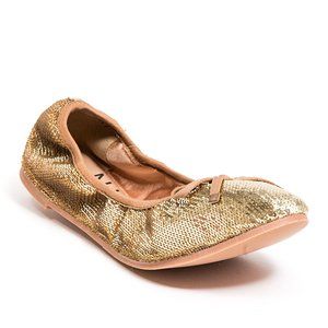 Women Comfy Gold Travel Ballet Flats Shoes